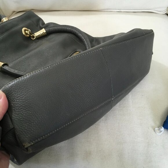 Kristen Bell for Erica Anenberg Gray Pebbled Leather Tote Boho W/ Dustbag - Picture 10 of 12